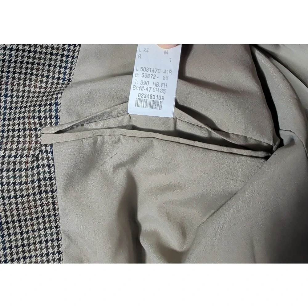 Lauren Ralph Lauren Blazer Mens 41R Brown Houndstooth Wool Two Button Jacket